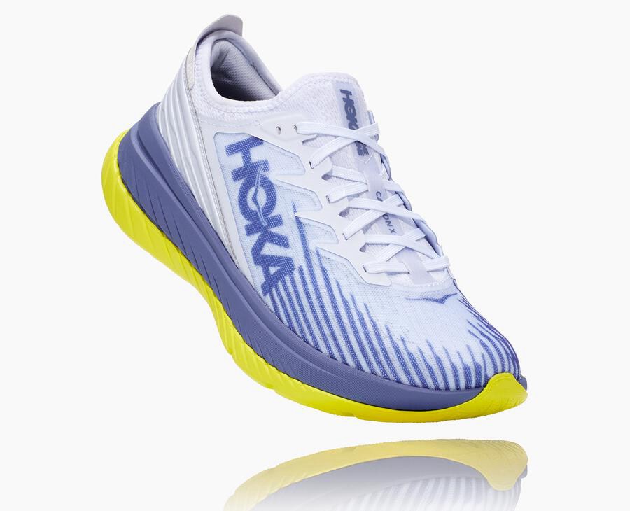 Hoka One One Running Shoes Mens White/Blue - Carbon X-SPE - 49765BYHW